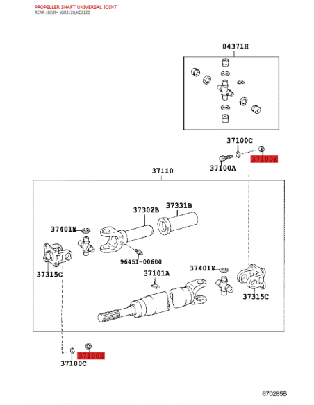 Tuerca cardan delantera / trasera J10 / 12 / 15 / 20 / FJ cruiser - Original Toyota Land Cruiser