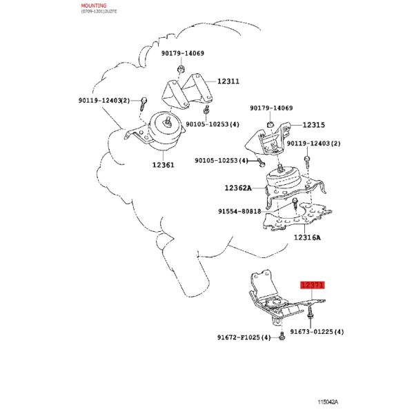 Transmission mount or support for Toyota Land...