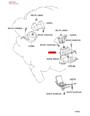 Left engine mount or support for Toyota Land...