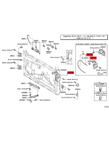 Fecho da porta traseira J12 - Original Toyota Land Cruiser