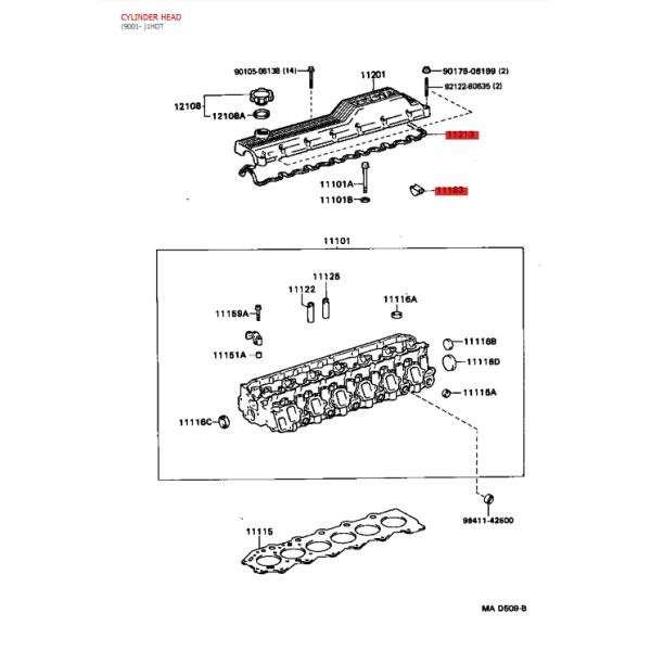 Halbmond Rückseite Zylinderkopf für Toyota Land...