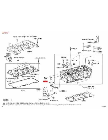 Semi o mezza luna testata per Toyota Land Cruiser J9 / 12 / 15 / Toyota Hilux - Originale Toyota Land Cruiser