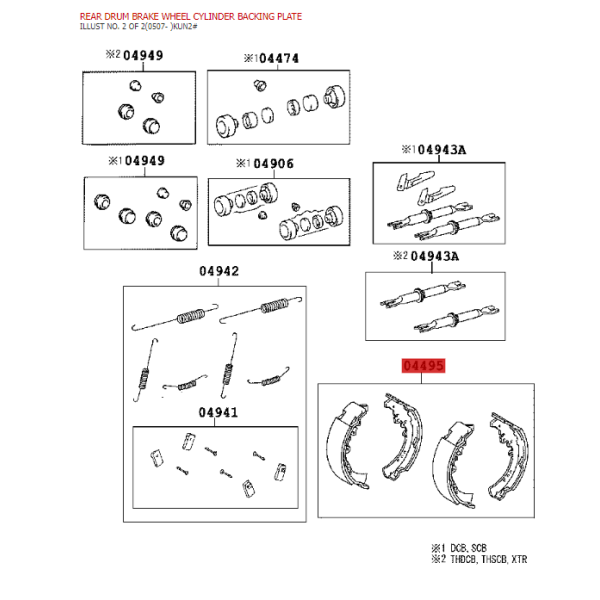 Kit of 4 rear brake shoes for Toyota Hilux Vigo...