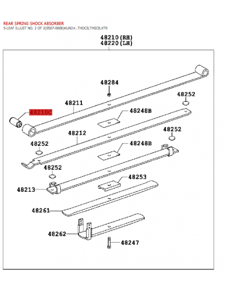 Casquillo oder Gummilager Federpaket (fester Teil) Toyota Hilux Vigo - Original Toyota Land Cruiser
