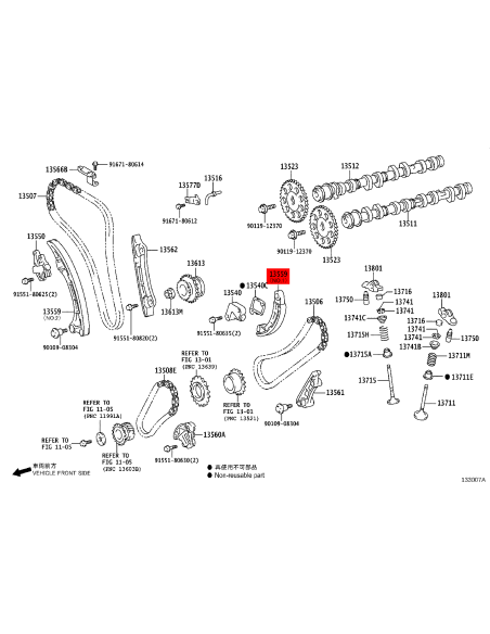 Guida tendicatena distribuzione N - 1 Per Toyota Land Cruiser J15 (GDJ) - Originale Toyota Land Cruiser
