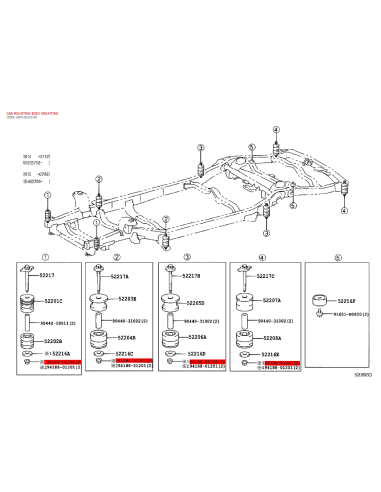 Nut, body mounting bushing J12 / FJ Cruiser -...