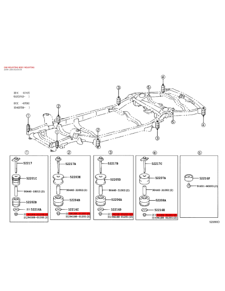 Tuerca, Silentblock Karosserie J12 / FJ Cruiser - Original Toyota Land Cruiser