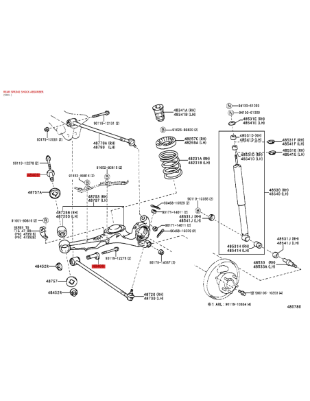 Exzentrischer hinterer Strebenbügel Rav4 (1994-2000) - Original Toyota Land Cruiser