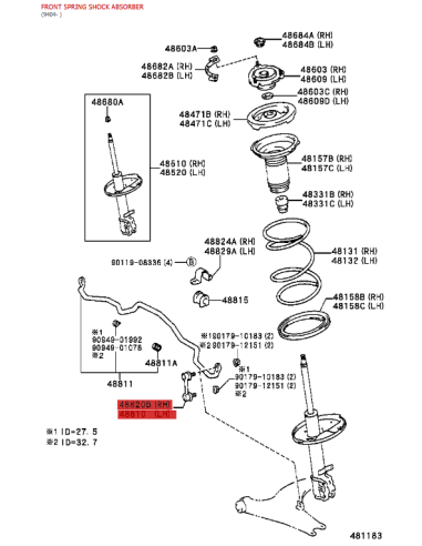 Front stabilizer bar link for Rav4 (1994 to...