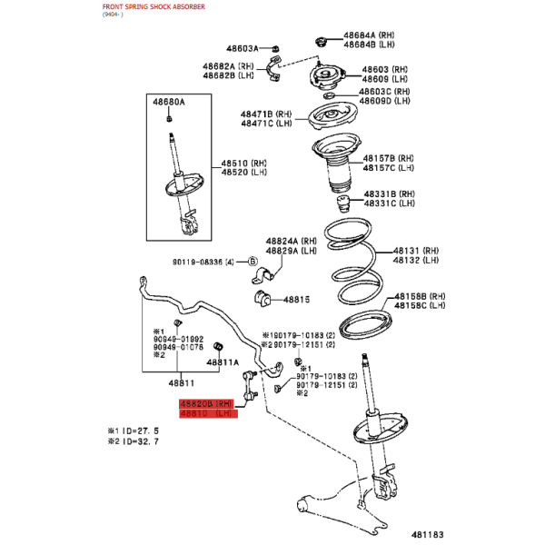 Front stabilizer bar link Rav4 (1994 to 2000) -...