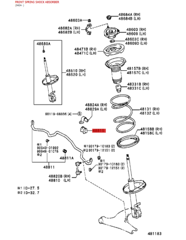Silentblock U stabilizer bar (22mm) front RAV4...