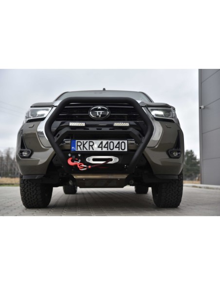 Bullbar pare-buffle avant en acier renforcé slim Toyota Hilux Revo (2020 - ) - Fabryka 4x4