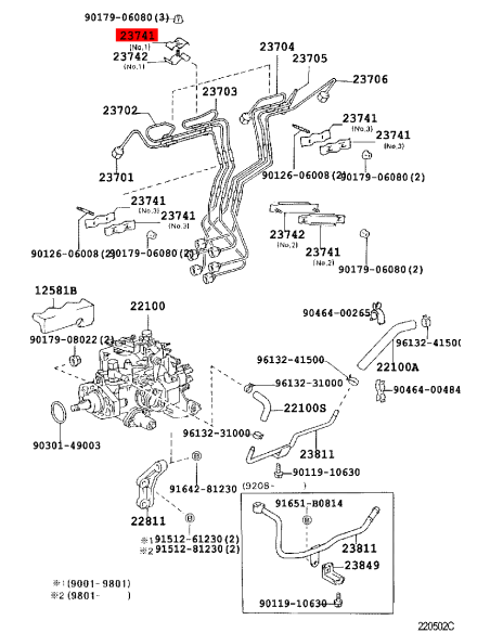 Clamp for 2 injector pipes J8 (12 valves) - Original Toyota Land Cruiser