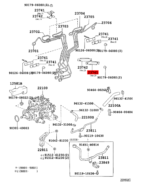 Injector tube clamp for 6 tubes - Original Toyota Land Cruiser