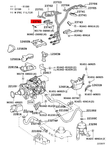 Clamp for the 3 injector tubes for Toyota Land Cruiser J10 - Original Toyota Land Cruiser