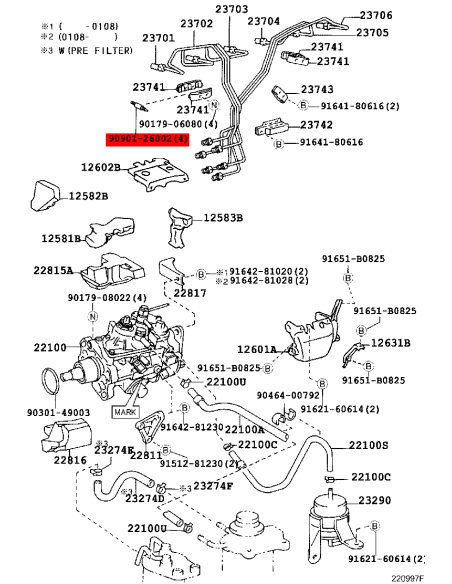 Esparrago Halterung Einspritzrohr J8 (12 Ventile) - Original Toyota Land Cruiser