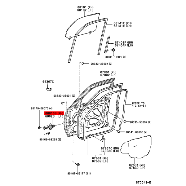 Front right door check strap for Toyota Land...