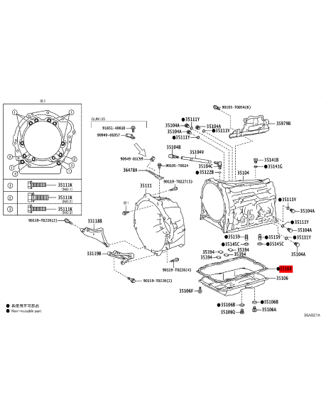 Montageölwanne für Automatikgetriebe für Toyota Land Cruiser J15 / Hilux Revo (6-Gang) - Original Toyota Land Cruiser