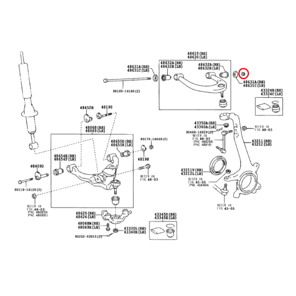 TUERCA TRAPECIO SUPERIOR  J12/15 ORIGINAL TOYOTA LAND CRUISER