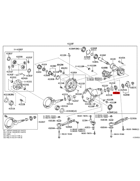 Retenir le différentiel avant pour Toyota Hilux Revo (pignon d'attaque) - Original Toyota Land Cruiser