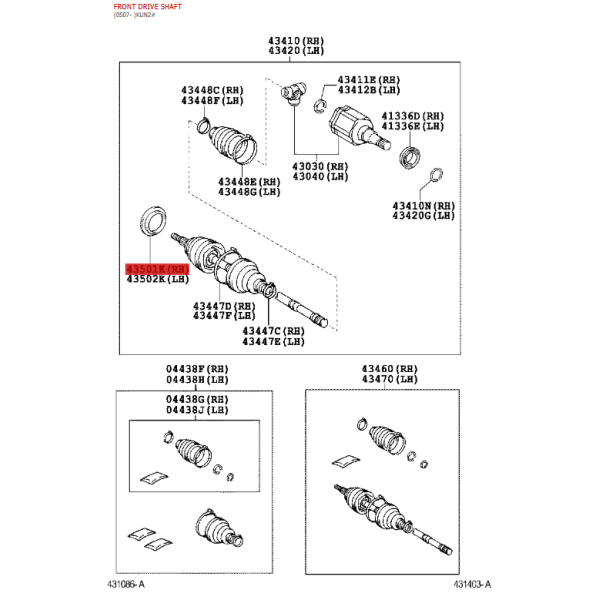 Front homokinetic joint for Toyota Hilux...