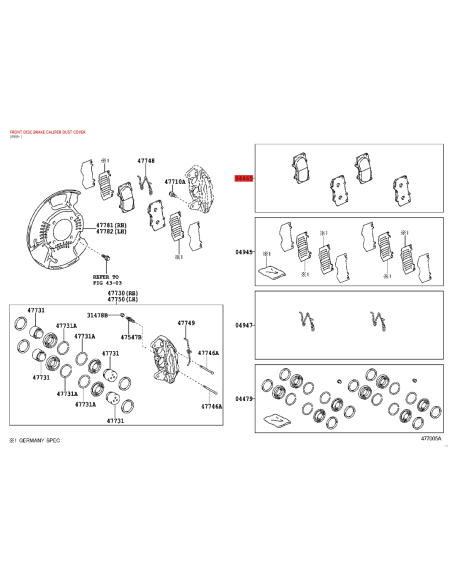 Kit 4 Pastiglie freno anteriori per Toyota Land Cruiser J15(GDJ) - Originale Toyota Land Cruiser
