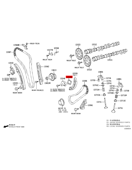 Junta tensora da corrente de distribuição nº1 para Toyota Hilux revo (GDJ) - Original Toyota Land Cruiser