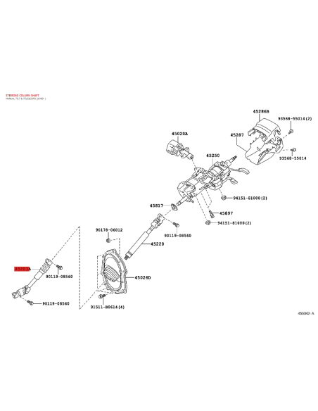 Lower intermediate steering column for Toyota Land Cruiser J20 - Original Toyota Land Cruiser