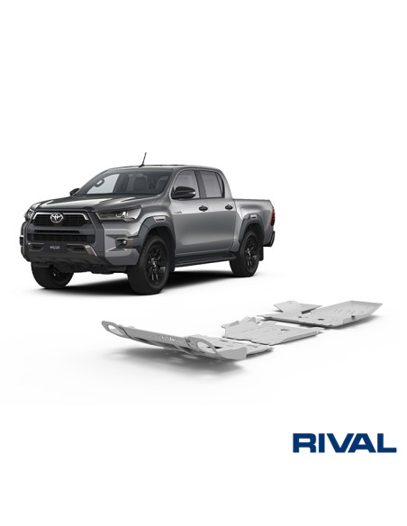 Complete 6mm protection kit (3 protections) made of duralumin for Toyota Hilux Revo - Rival