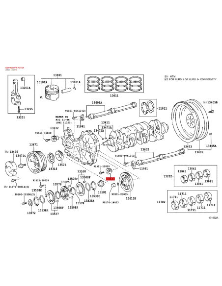 Gear, balance shaft drive, NO.2, for Toyota Land Cruiser J9 / 12 / 15 / Hilux - Genuine Toyota Land Cruiser