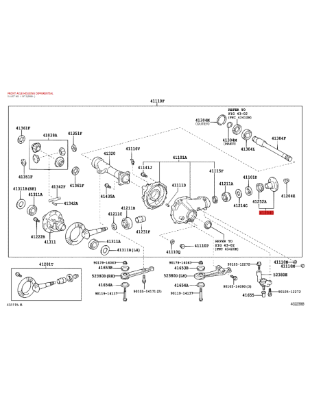 Platina uscita differenziale anteriore per Toyota Land Cruiser J12/15/Hilux - Originale Toyota Land Cruiser