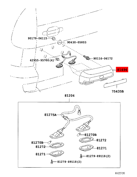 cópia do suporte da placa traseira para Toyota Land Cruiser J12 - Original Toyota Land Cruiser