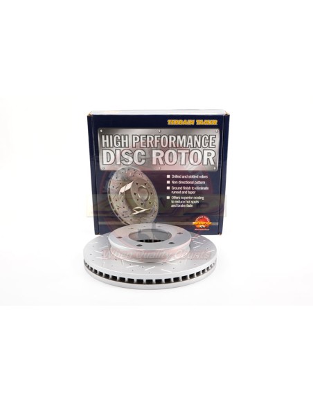 Disco de freio dianteiro ranhurado e perfurado Heavy Duty para Ford Ranger (2011-2022) e Mazda BT50 (2011-2020) - Terrain Tamer
