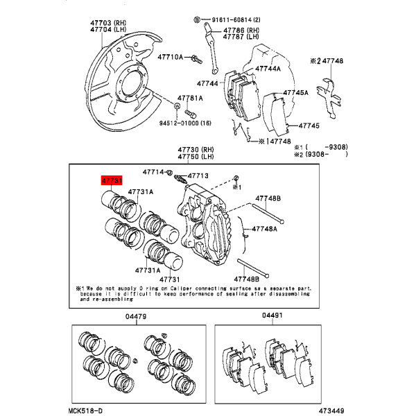 Pistone pinza freno anteriore per Toyota Land...