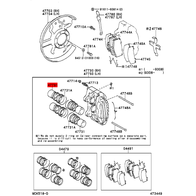 Front brake caliper piston for Toyota Land Cruiser J7 / 4 Runner / Hilux - Original Toyota Land Cruiser