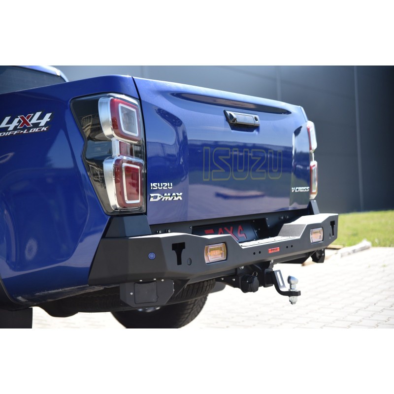 Para-choques traseiro de aço reforçado com luzes de LED e barra de reboque para Isuzu D-Max (2020 - ) - Fabryka 4x4