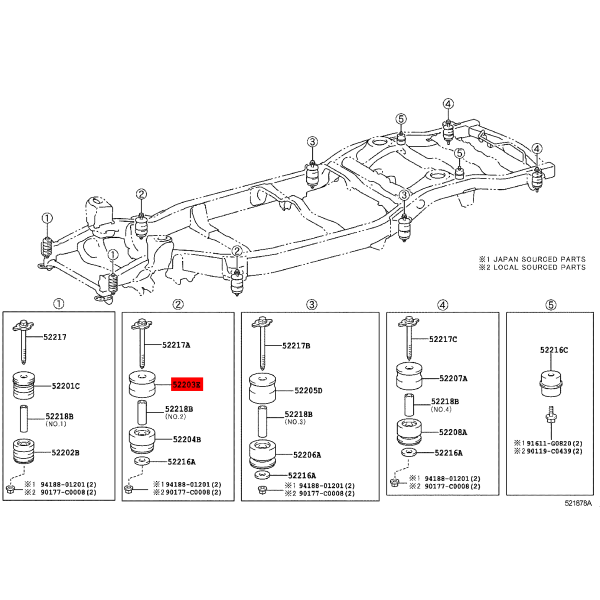 Silentblock carrozzeria n. 2 superiore per...