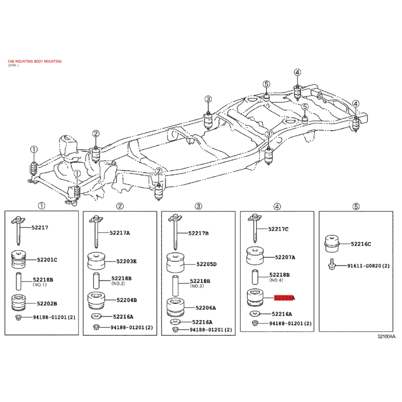 Silentblock Karosserie Nr. 4 unten für Toyota Land Cruiser J20 - Original Toyota Land Cruiser