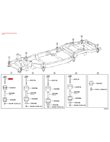 Vite, supporto motore n. 2 e 4 per Toyota Land...