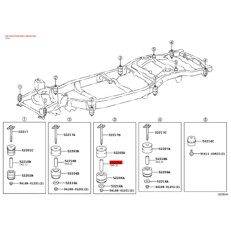Casquillo silentblock carroceria nº3 per Toyota Land Cruiser J20- Originale Toyota Land Cruiser