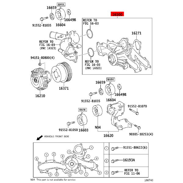 Bomba d'acqua per Toyota Land Cruiser J15 / FJ...