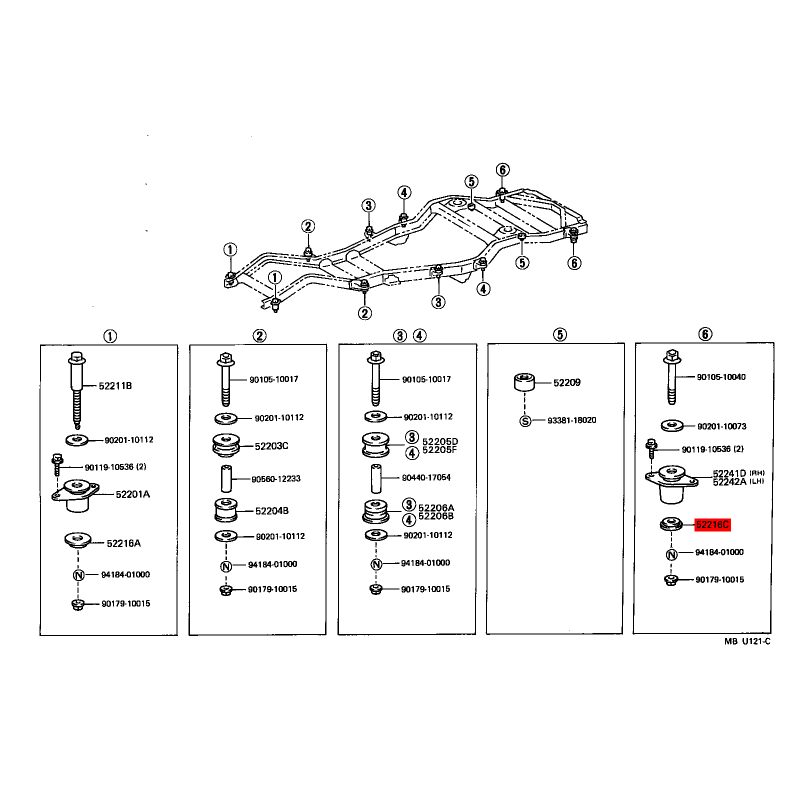Arandela unter, Karosserie-Silentblock N-6 für den Toyota Land Cruiser J8 - Original Toyota Land Cruiser