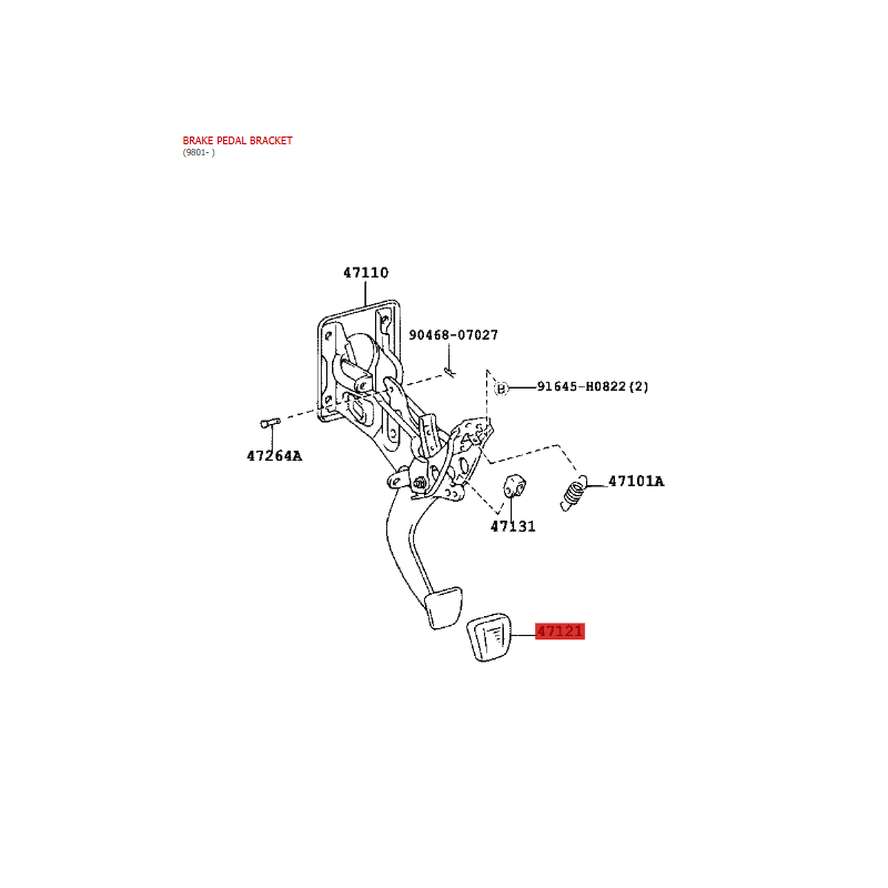 Brake pedal rubber, for Toyota Land Cruiser J8/10/RAV4 - Original Toyota Land Cruiser
