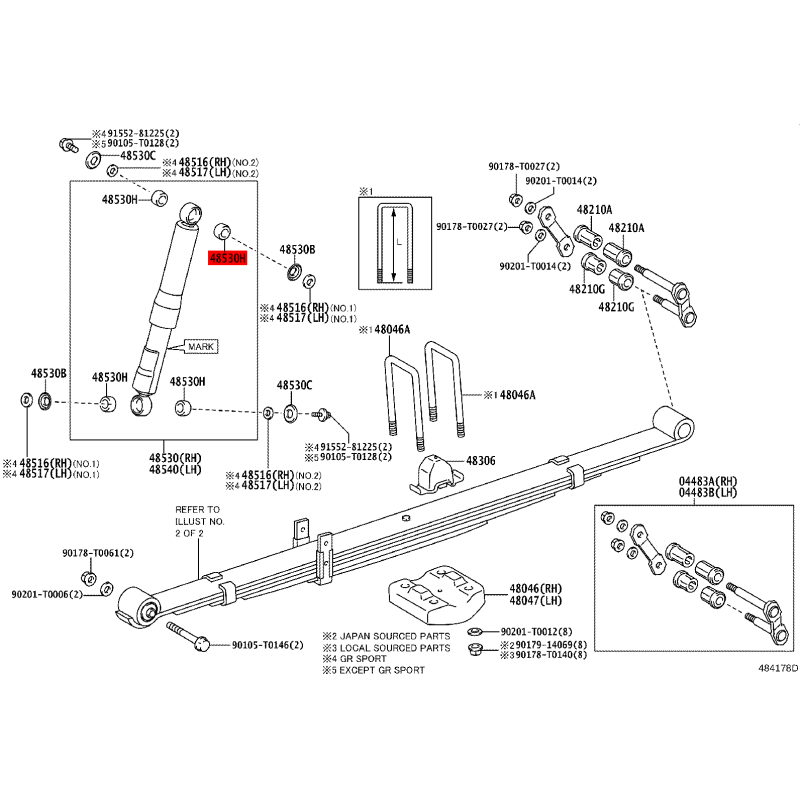 Silentblock ammortizzatore posteriore per Toyota Hilux Revo - Originale Toyota Land Cruiser