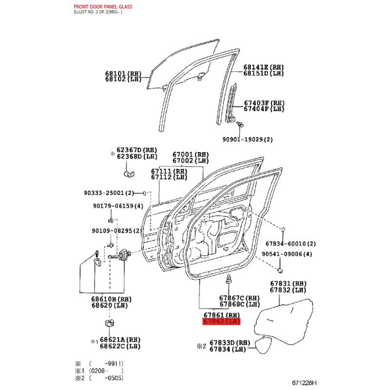 Cópia da borracha da porta dianteira direita para o Toyota Land Cruiser J10 - Original Toyota Land Cruiser