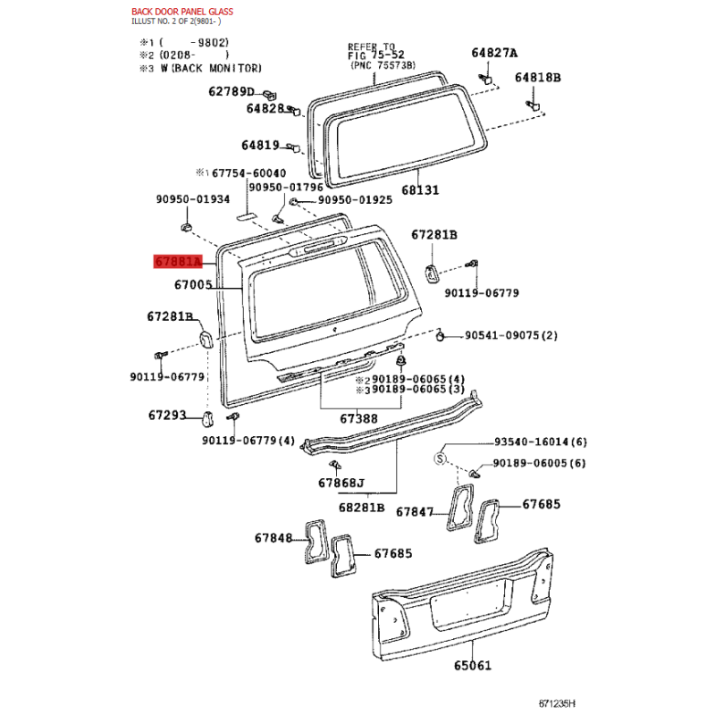 Gomma portellone posteriore completa per Toyota Land Cruiser J10 - Originale Toyota Land Cruiser