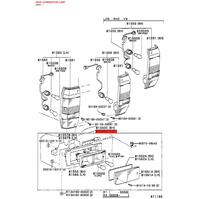 Pilota posteriore inferiore sinistro per Toyota Land Cruiser J7 (KZJ) - Originale Toyota Land Cruiser