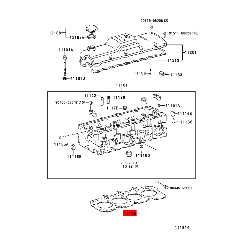 Cópia da junta do cabeçote MARK-3 para Toyota Land Cruiser J7 / 9 / 4Runner - Original Toyota Land Cruiser