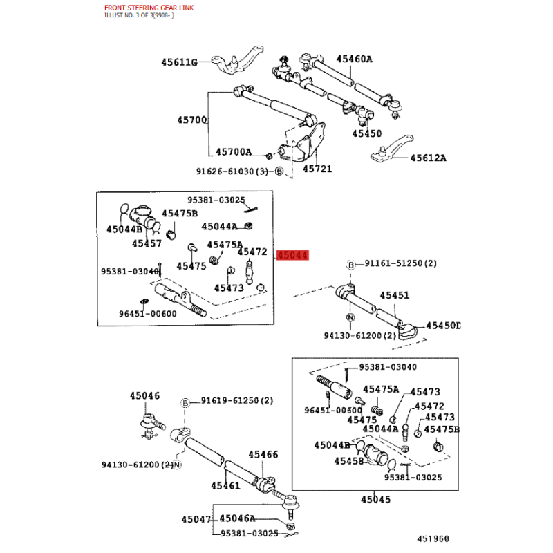 Rotula della barra di sterzo anteriore, lato destro per Toyota Land Cruiser HZJ 7 - Originale Toyota Land Cruiser