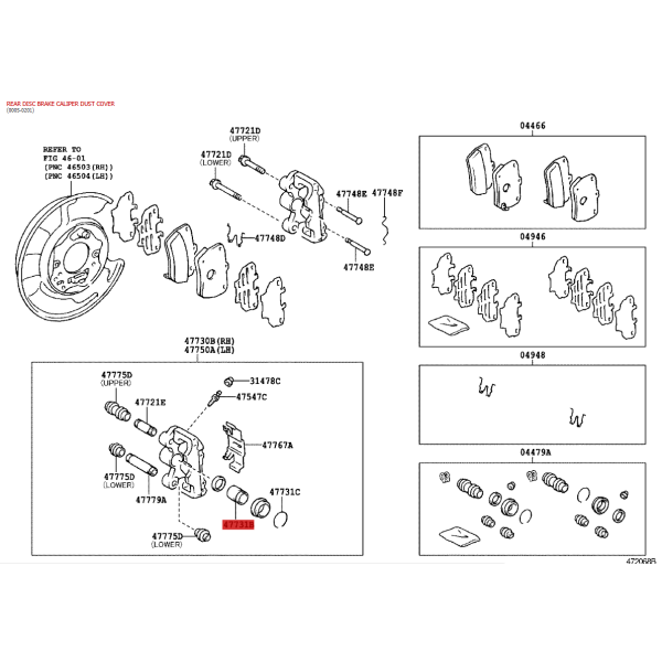 Pistón de pinza de freno trasera para Toyota...